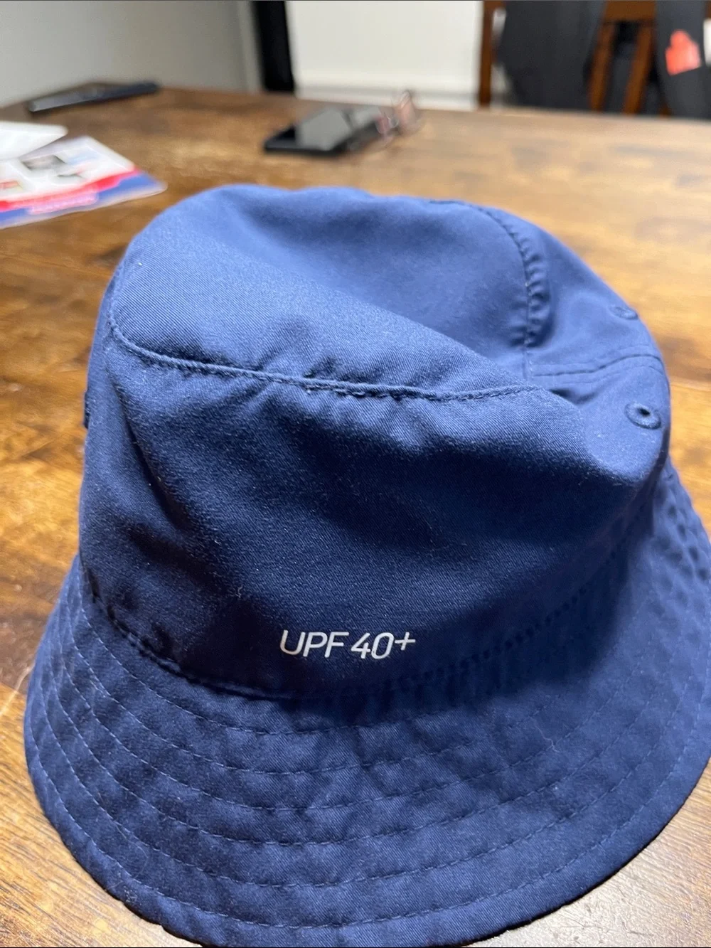 Nike Kids Navy Bucket Hat with White Swoosh UPF 40+